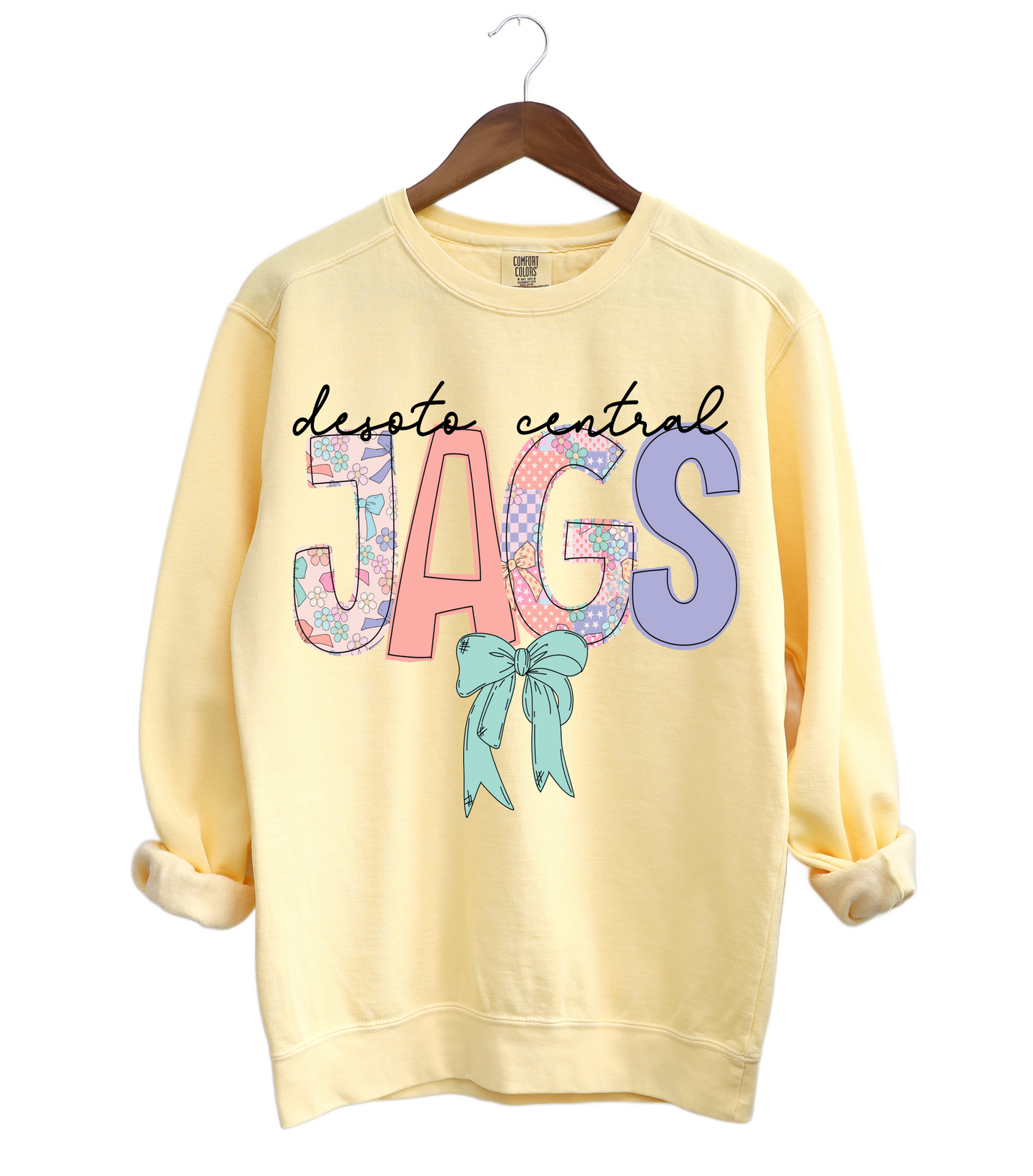 Desoto Central Jaguars Comfort Colors Butter Sweatshirt with Bow