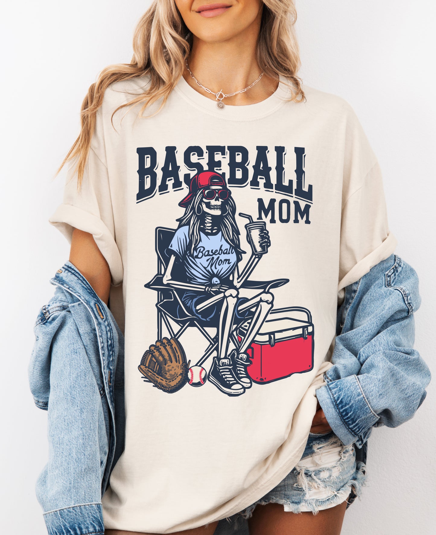 Bella or Comfort Colors Funny Baseball Mom Skeleton Tee/ Baseball Mom Shirt / Everything's Fine Tee