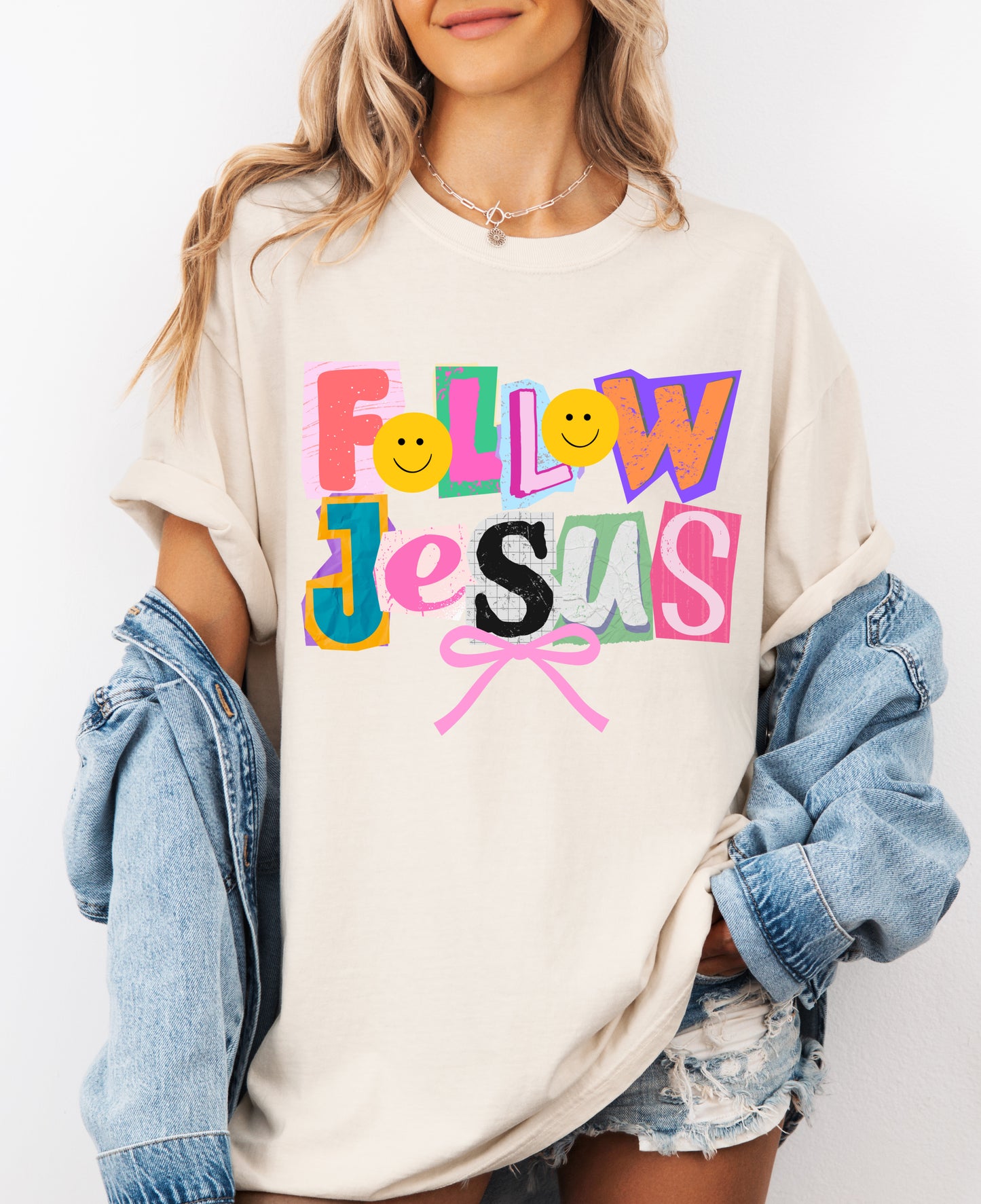 Comfort Colors or Bella Canvas Follow Jesus Smiley Shirt/ Religious Tees
