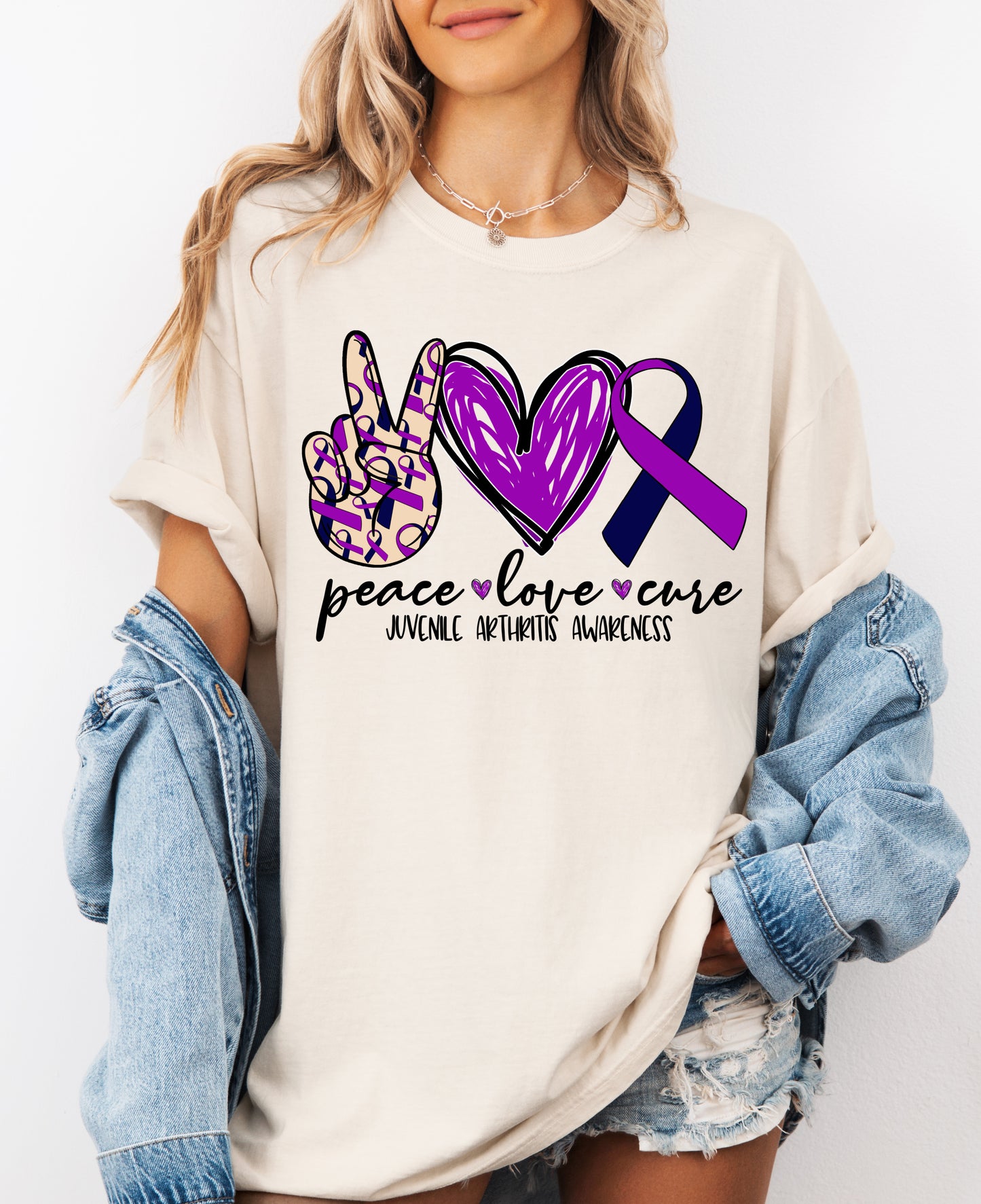 Softstyle - Peace Love Cure - Juvenile Arthritis Shirt/ Youth and Adult Sizes