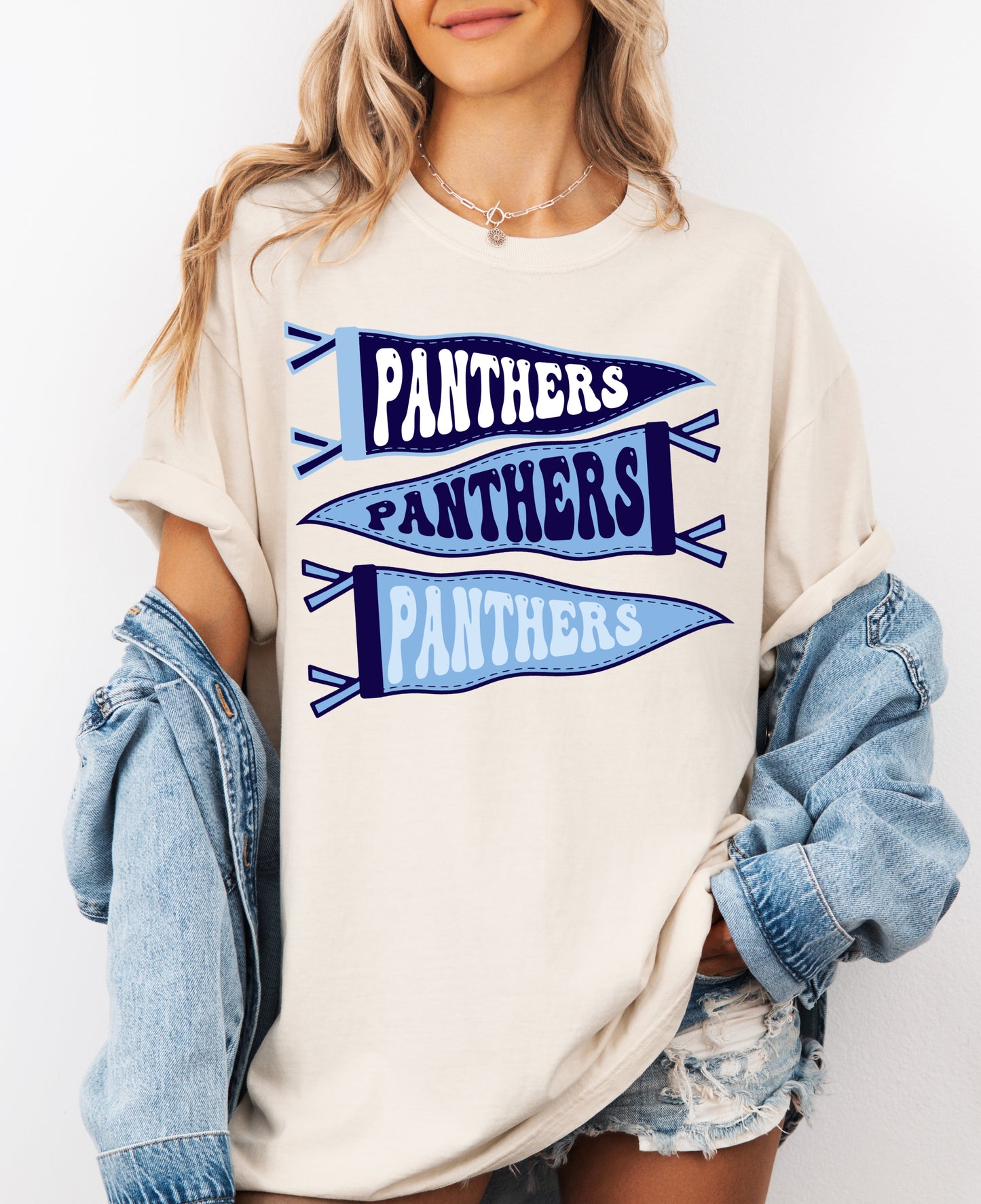 Comfort Colors or Bella Canvas Panthers Pennant Flags Tee/ Youth and Adult Sizing