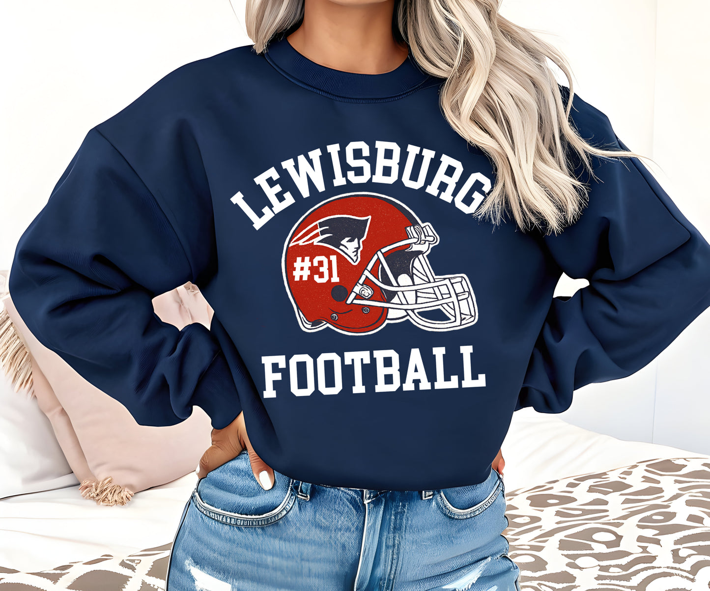 Lewisburg Patriots Football Sweatshirt Youth and Adult Sizes/ Lewisburg -Desoto County Schools / Completely Customizable