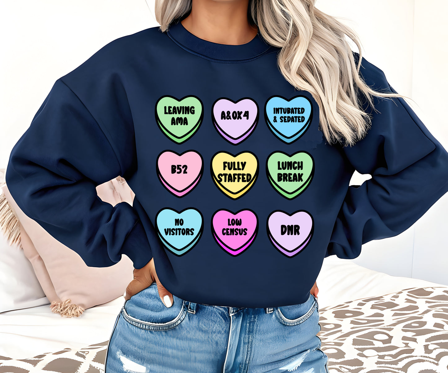 Medical Nurse Valentines Conversation Heart Sweatshirt/ Love Valentines Day Gift/ Gildan or Bella Canvas Brand
