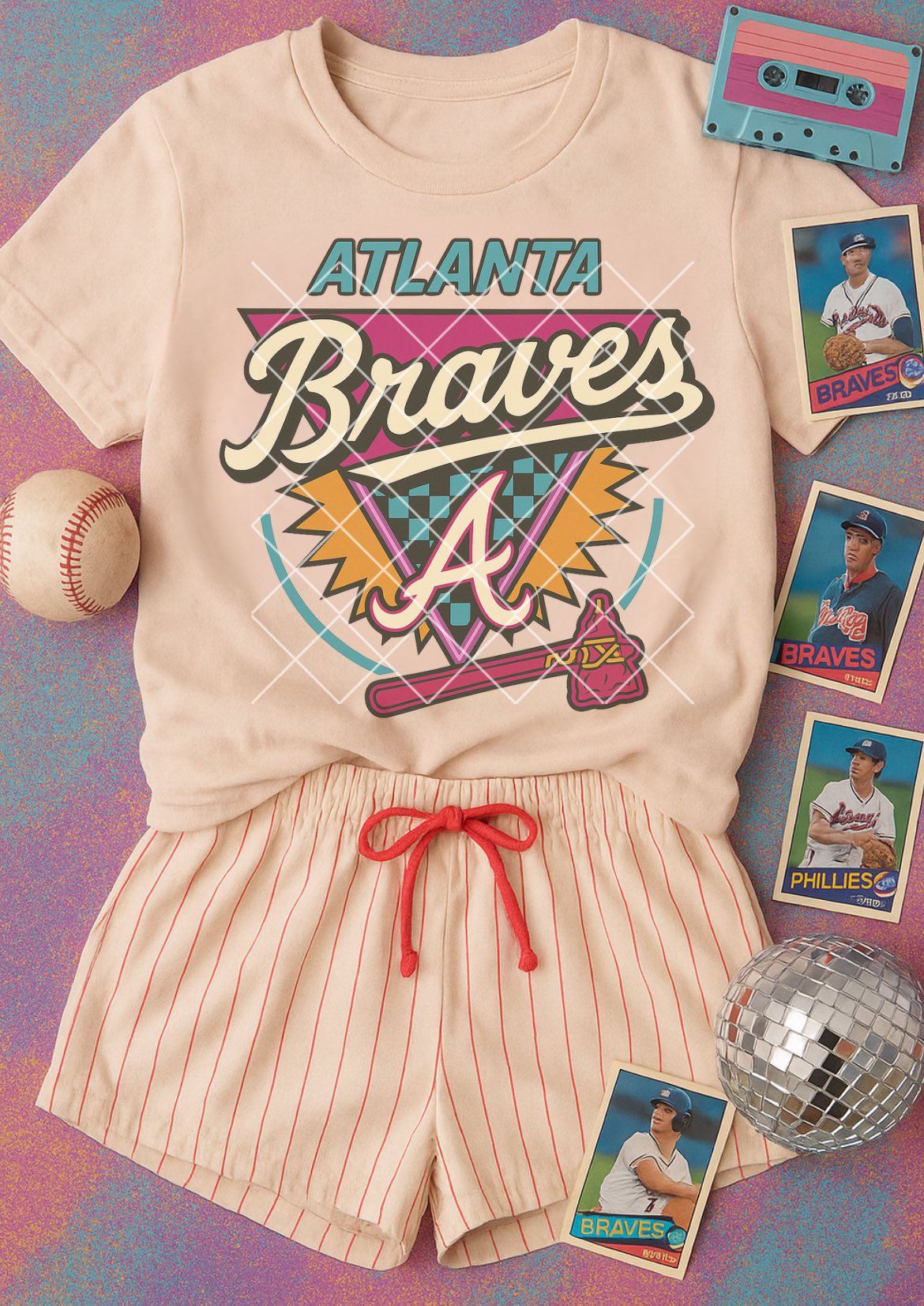 Retro Atlanta Baseball Crop or Full Size Tee - Comfort Colors Boxy Crop/ Youth and Adult Sizes