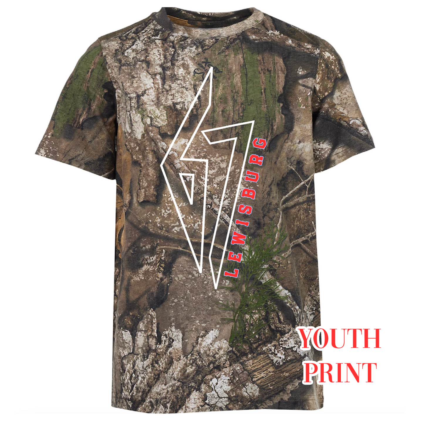 Six Seven Camo Tee - LMS Cheer Fundraiser - Lewisburg Shirt- YOUTH Full Length Tee