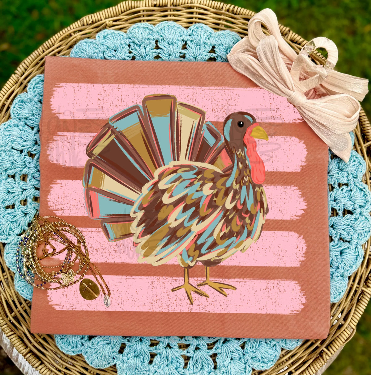 Comfort Colors Cute Turkey with Stripes Shirt/- Thanksgiving Shirt/ Adult Sizes