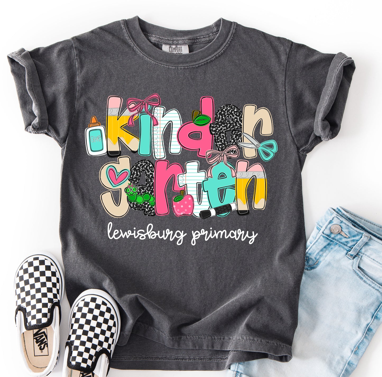 PERSONALIZED SCHOOL Comfort Colors Kindergarten (OR ANY OTHER GRADE) Tee - YOUTH and ADULT SIZING