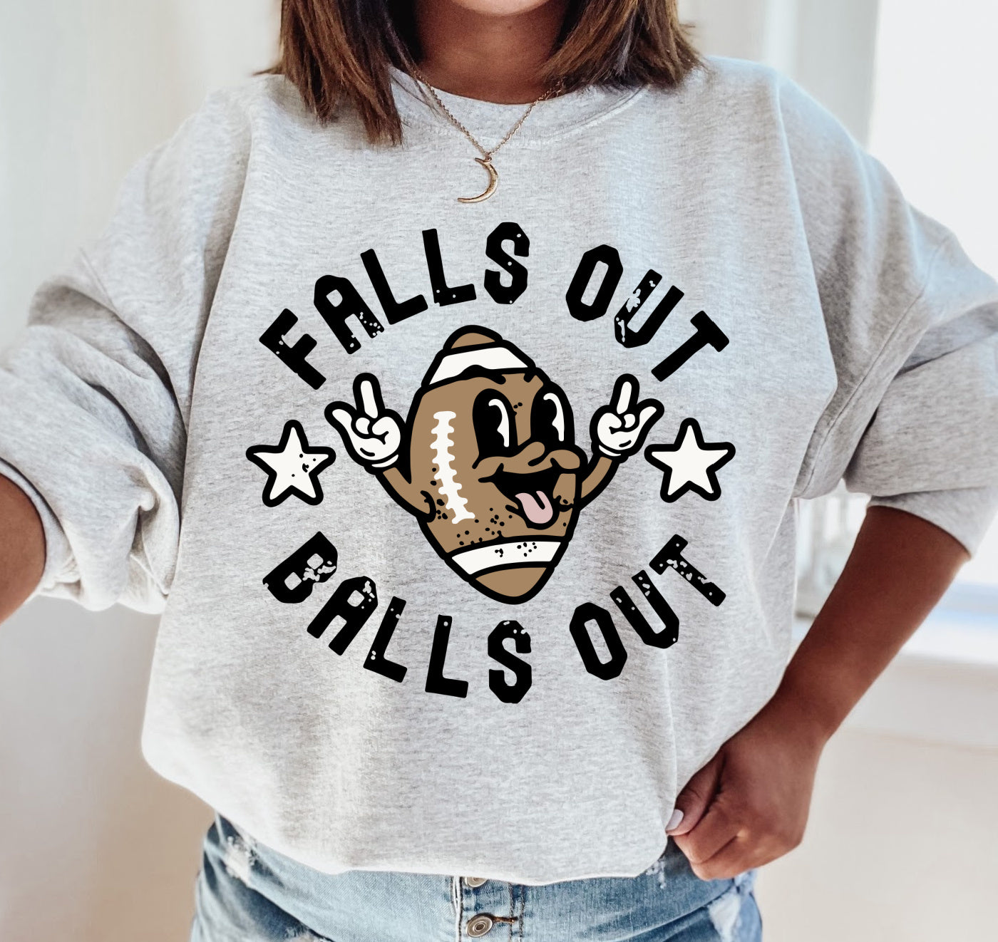 Gildan or Bella Canvas Sweatshirt/ Falls Out Balls Out Football Funny Sweatshirt / Football Mom