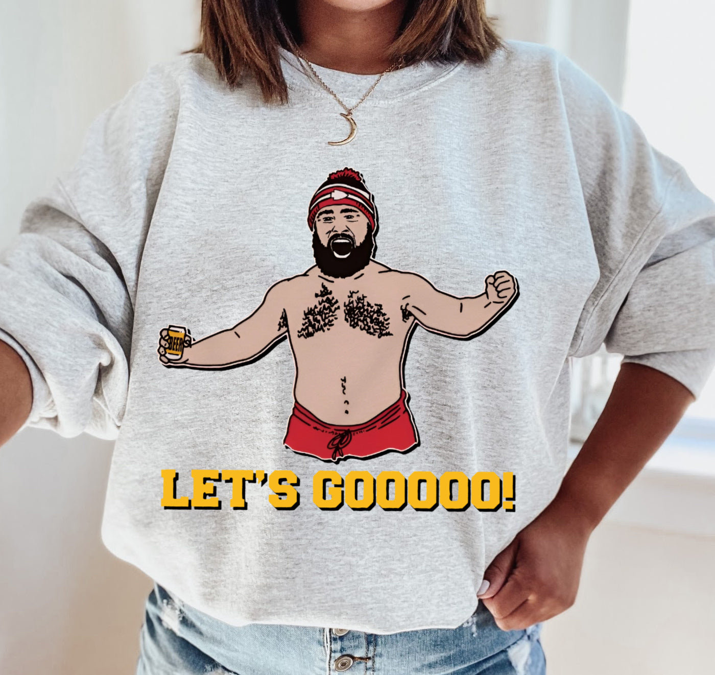 Ash Sweatshirt - Kelce Belly Funny Let's Go Chiefs - Adult Sizes