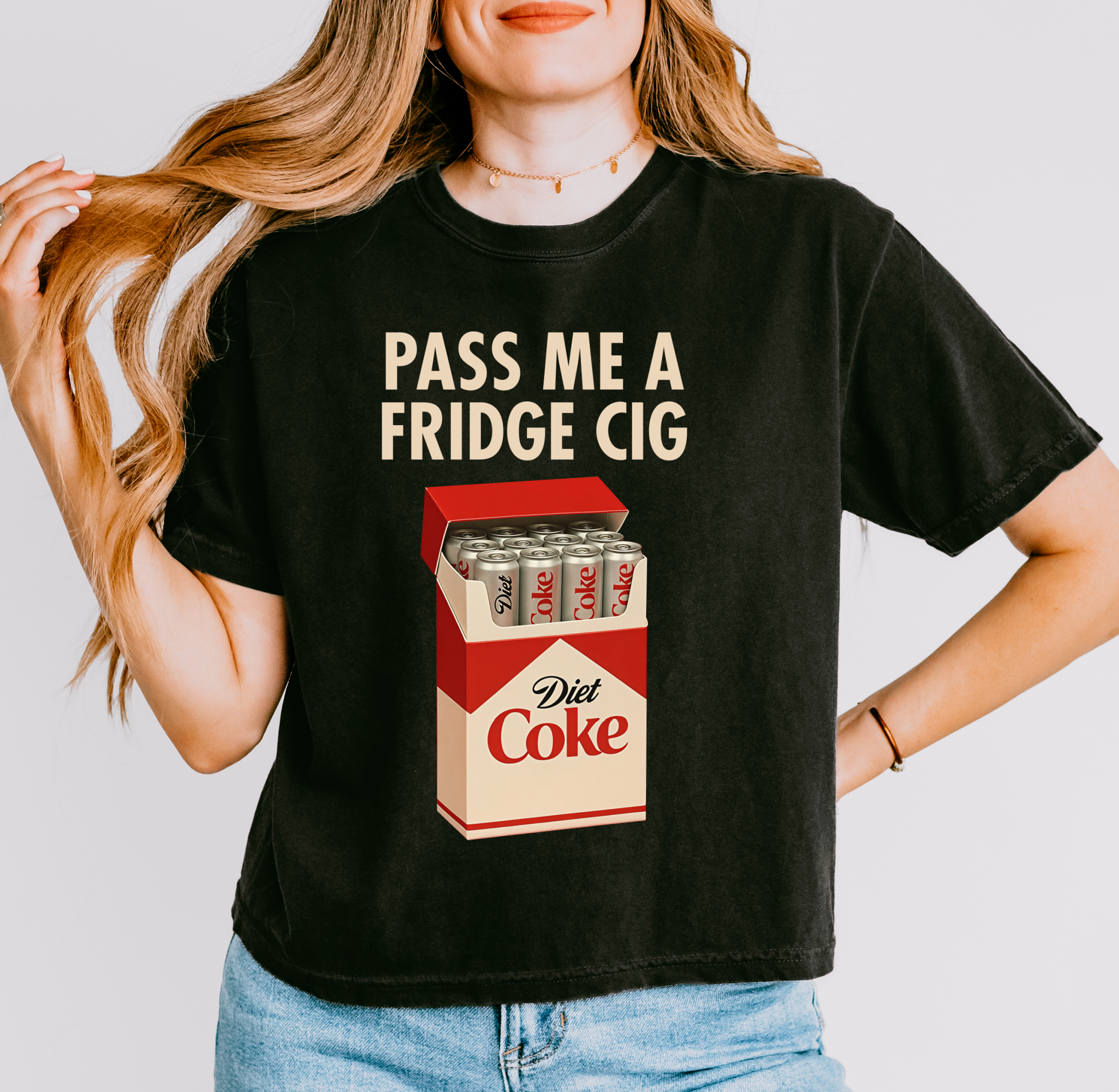 Funny Diet Coke Fridge Cig Shirt/ Full Length or Boxy Crop Adult S / Boxy Crop