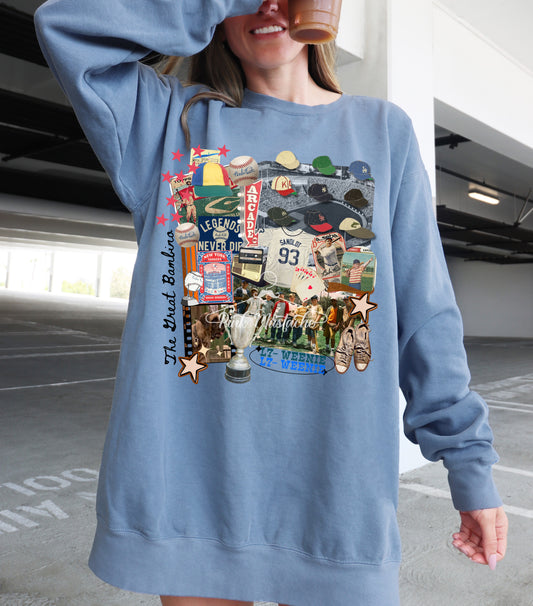 Comfort Colors L7 Weenie Sweatshirt/ Legends Never Die Baseball Sweatshirt/ Sandlot Sweatshirt