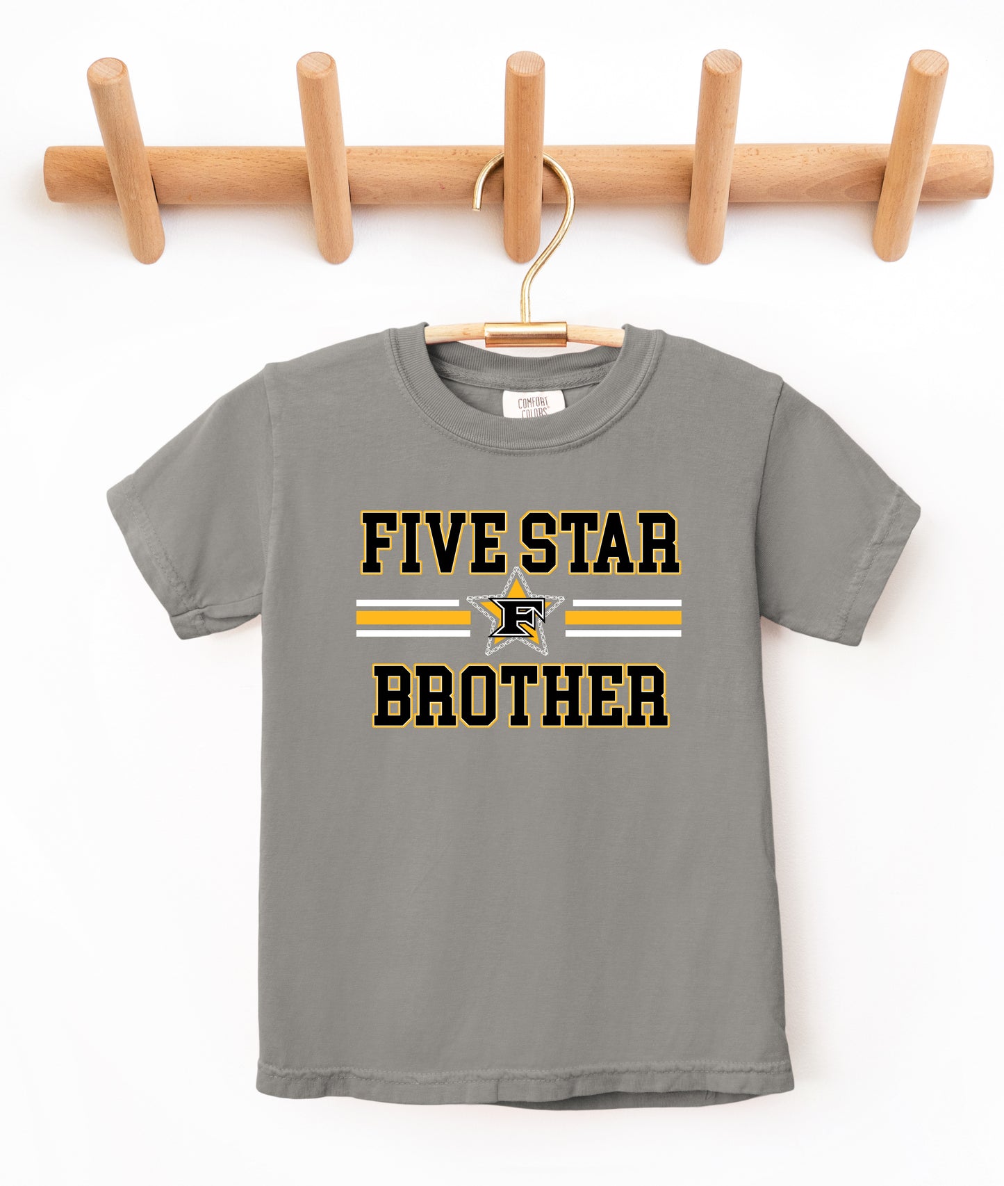 Comfort Colors or Bella Canvas Five Star Brother Baseball Shirt
