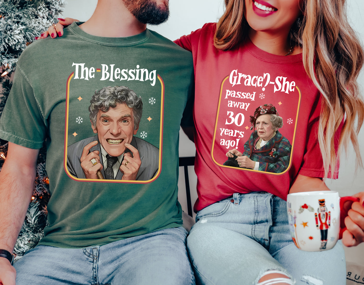 Comfort Colors or Bella Matching Couples Christmas Shirts/Christmas Vacation Shirts/ Griswold Shirts/ The Blessing and Grace Funny Christmas Shirts