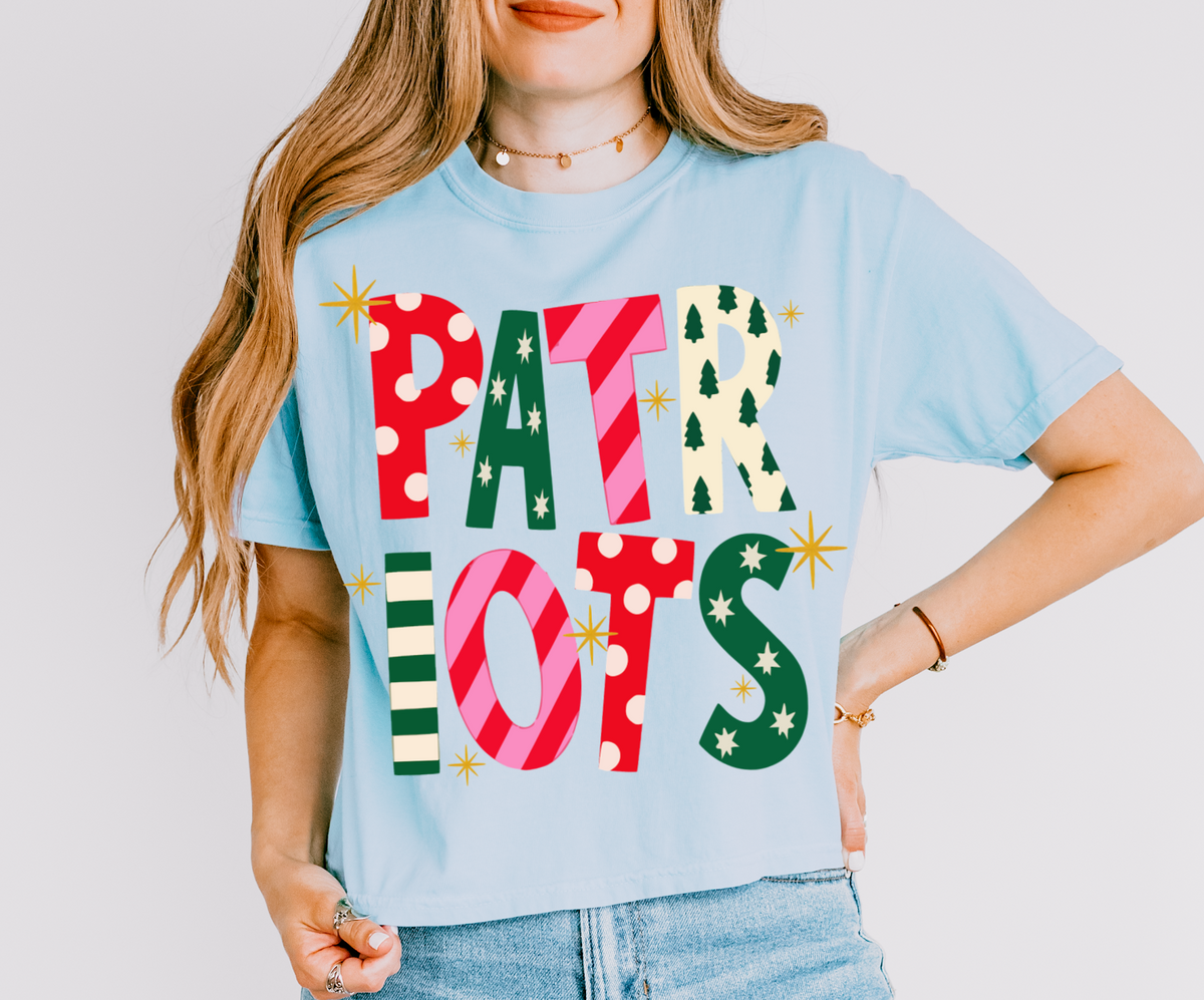 Christmas Boxy Crop - Patriots - Or Any Other Team or Name - Completely Customizable