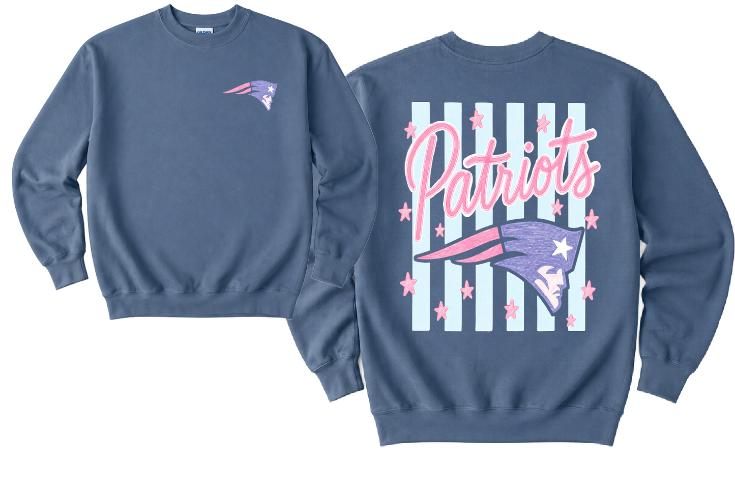 Comfort Colors or Gildan Patriots Sweatshirt - Stripe Design