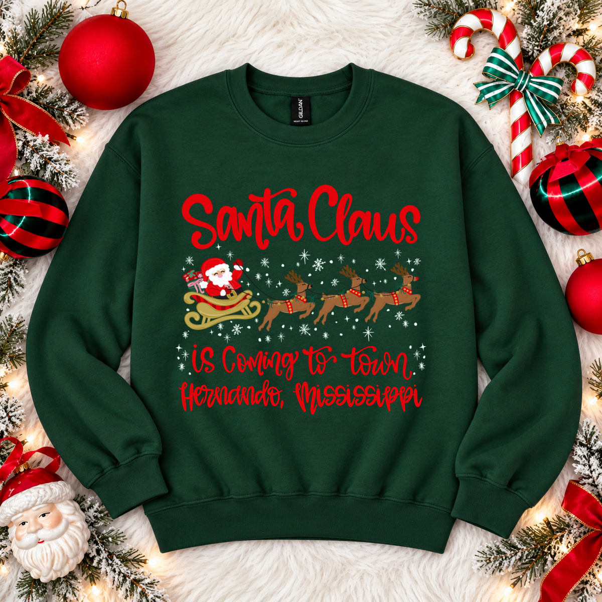 Santa Claus is Coming to Small Town - Fill In Your Town Sweatshirt/ Youth and Adult Sizes/ Christmas Sweatshirts/ Mommy and Me Christmas
