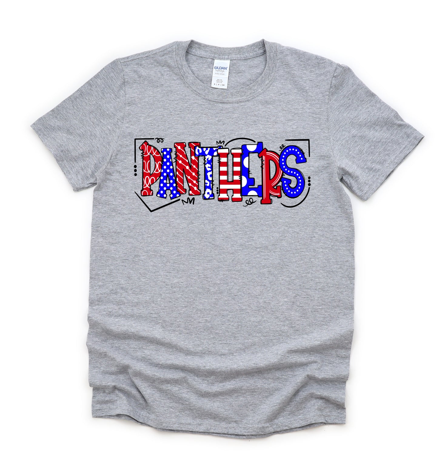 Gray Gildan Softstyle Panthers Shirt/ Youth and Adult Sizes