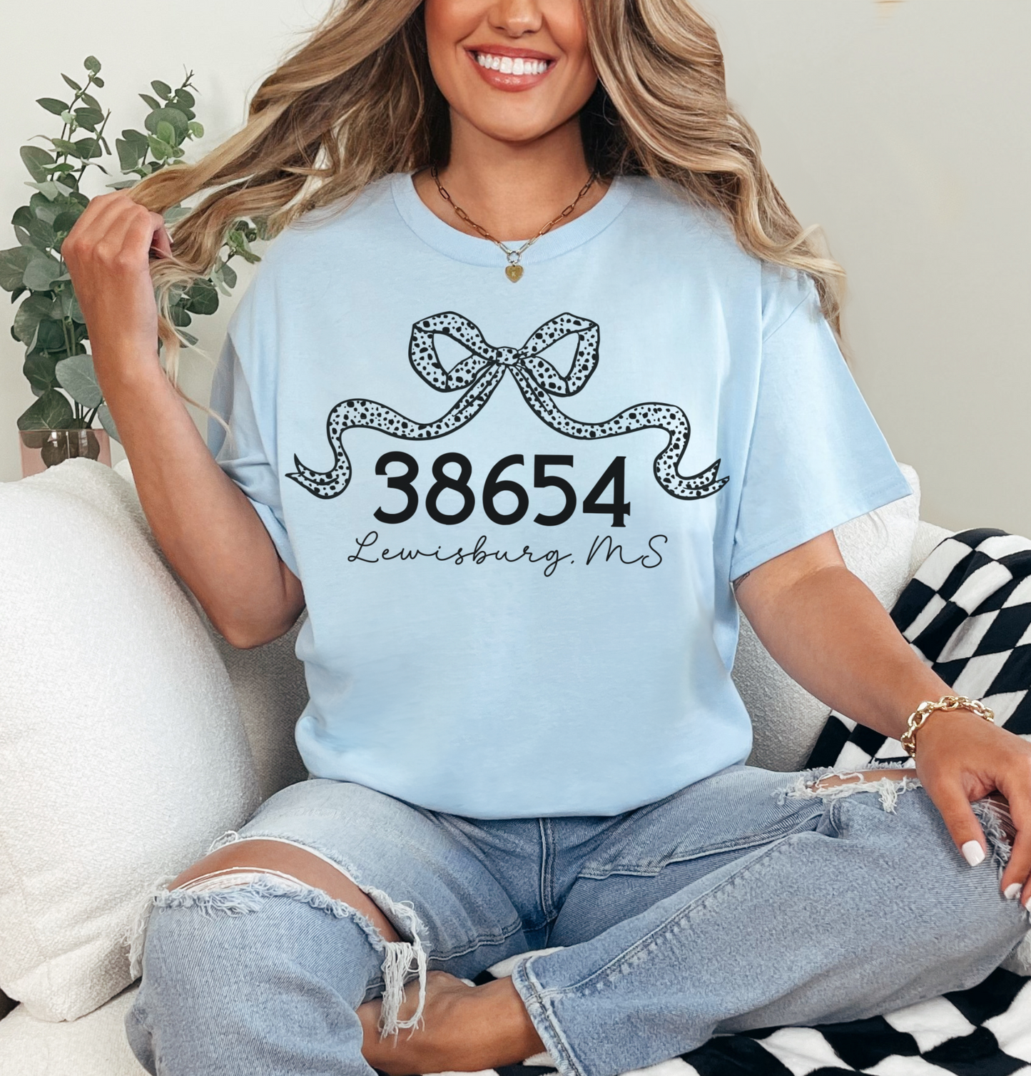 Custom Zip Code Bow Coquette Shirt/Comfort Colors/ Multiple Colors