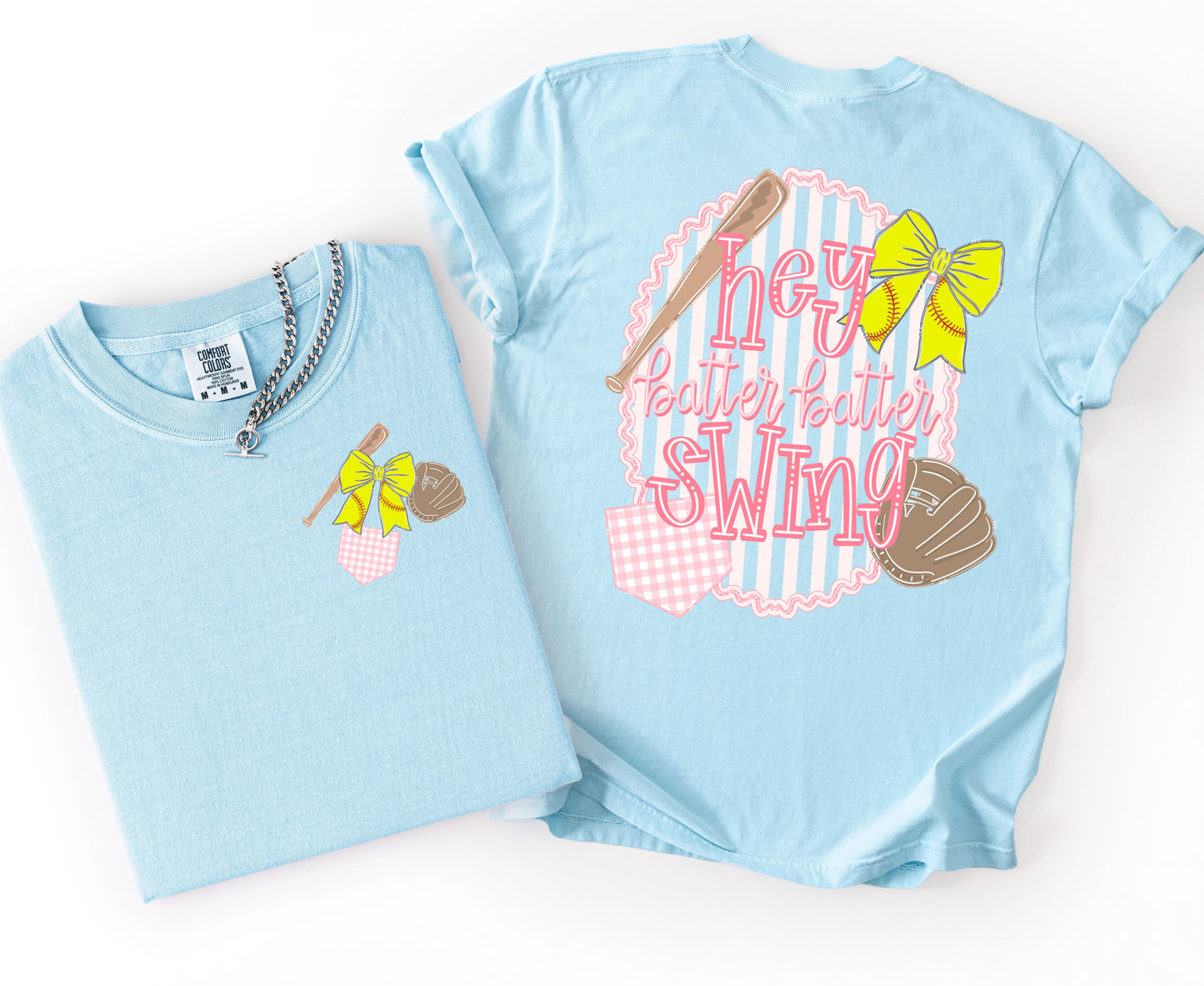 Comfort Colors Preppy Hey Batter Batter Softball Shirt/ Youth and Adult Sizes