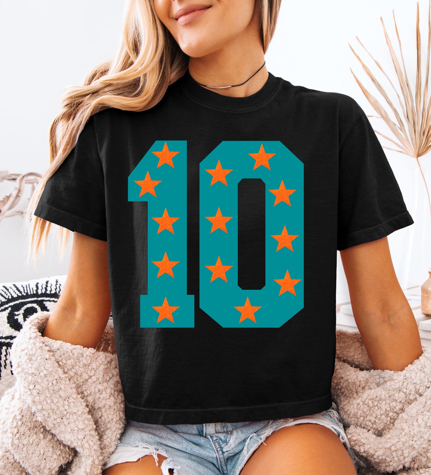 Boxy Crop Prospect Row Baseball Number with Stars Shirt/Adult Sizes