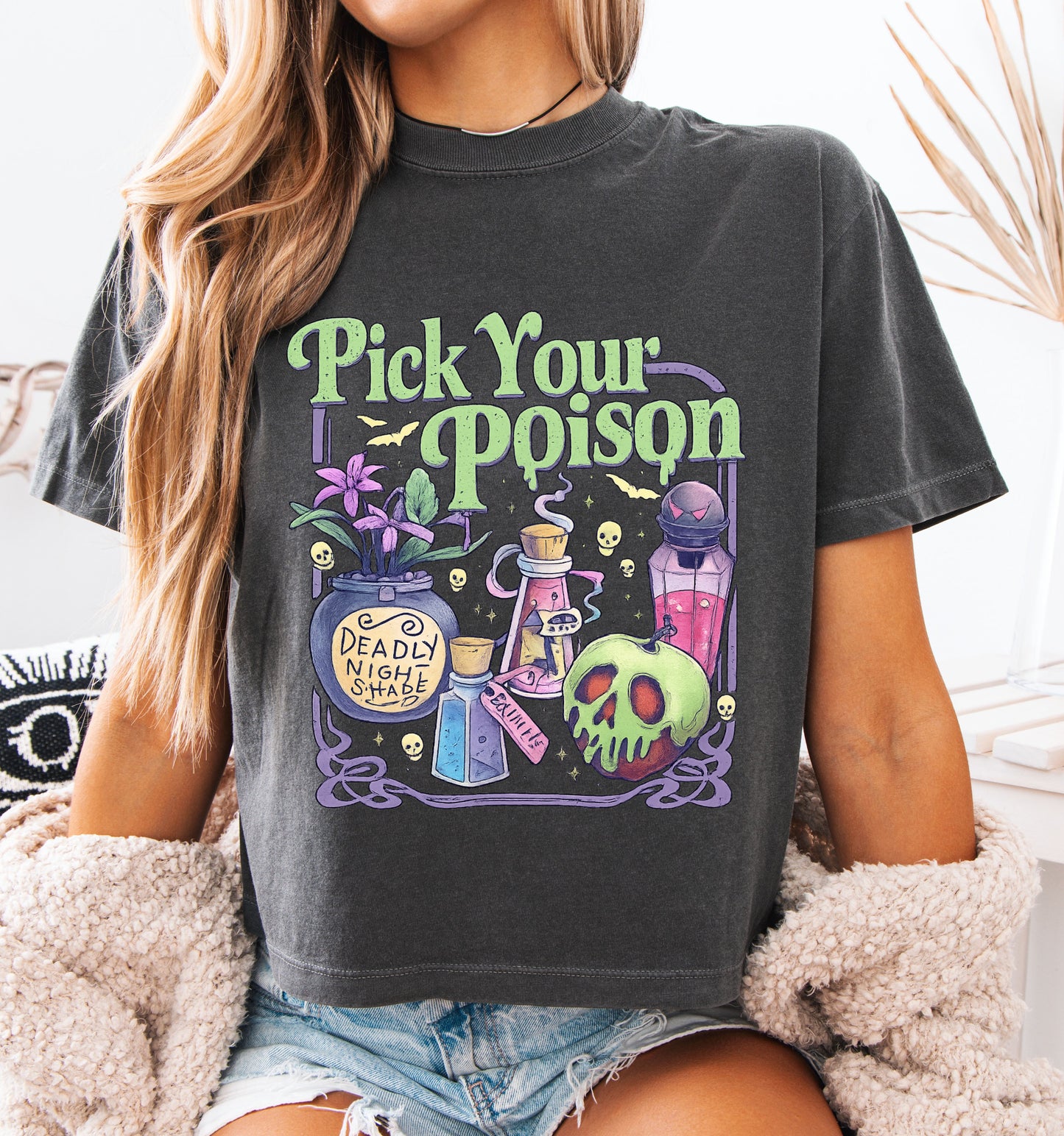 Comfort Colors Boxy Crop Pick Your Poison Halloween Tee/Halloween Fall Shirt/ Adult Shirts