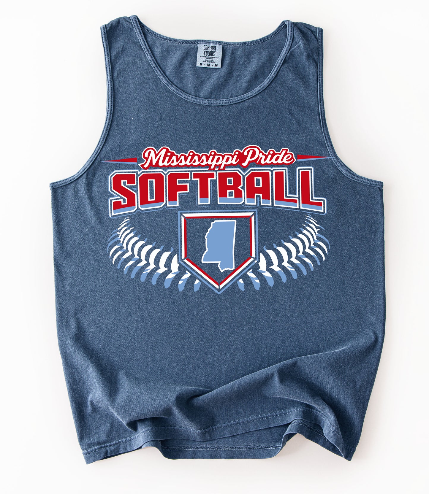 Navy Comfort Colors Mississippi Pride Softball Tank Top