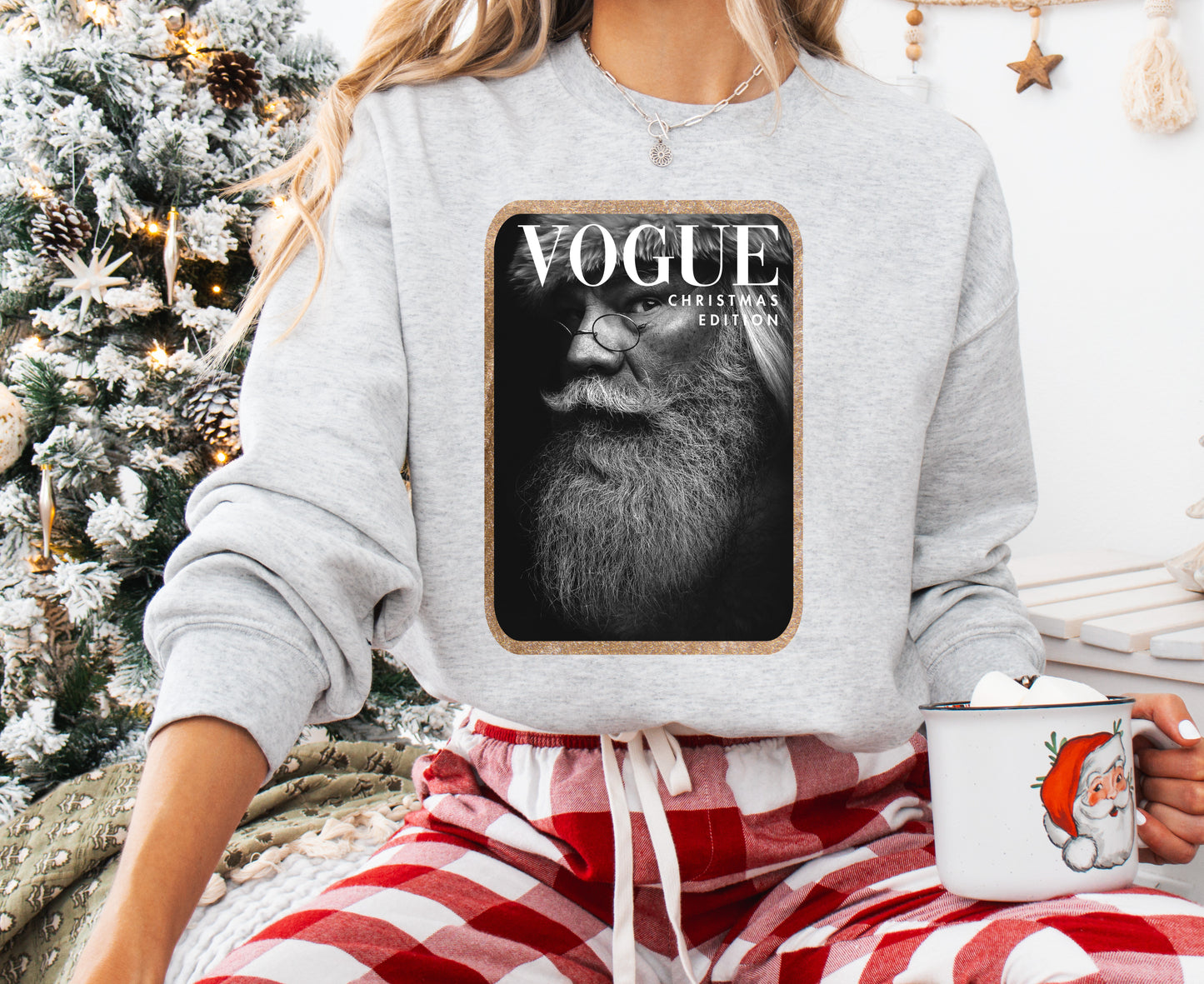 Luxe Magazine Gildan or Bella Christmas Sweatshirt/ Direct To Film Transferred Faux Glitter Sweatshirt/ Youth and Adult Sizes