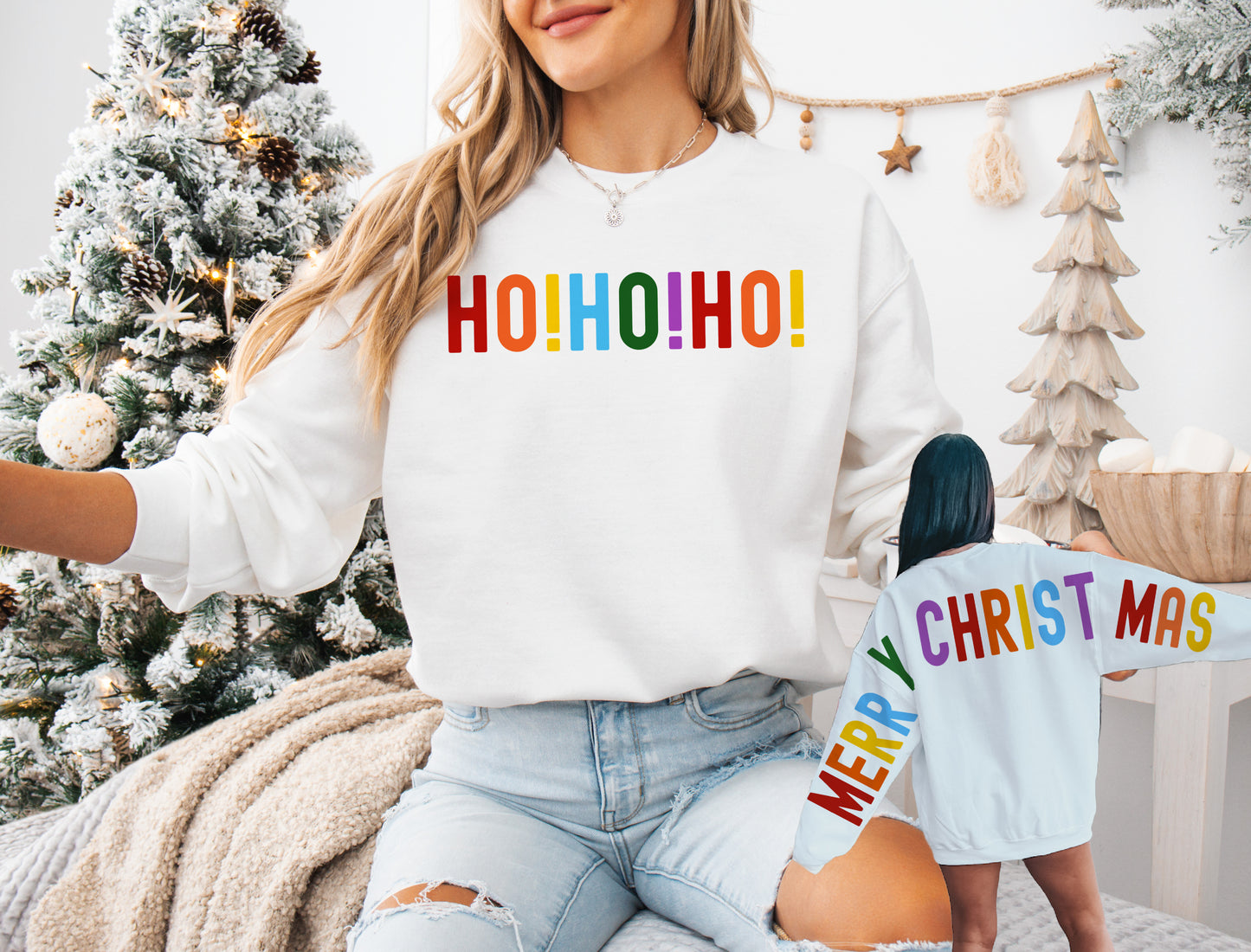 Custom Front/Back Big Print Merry Christmas Sweatshirt