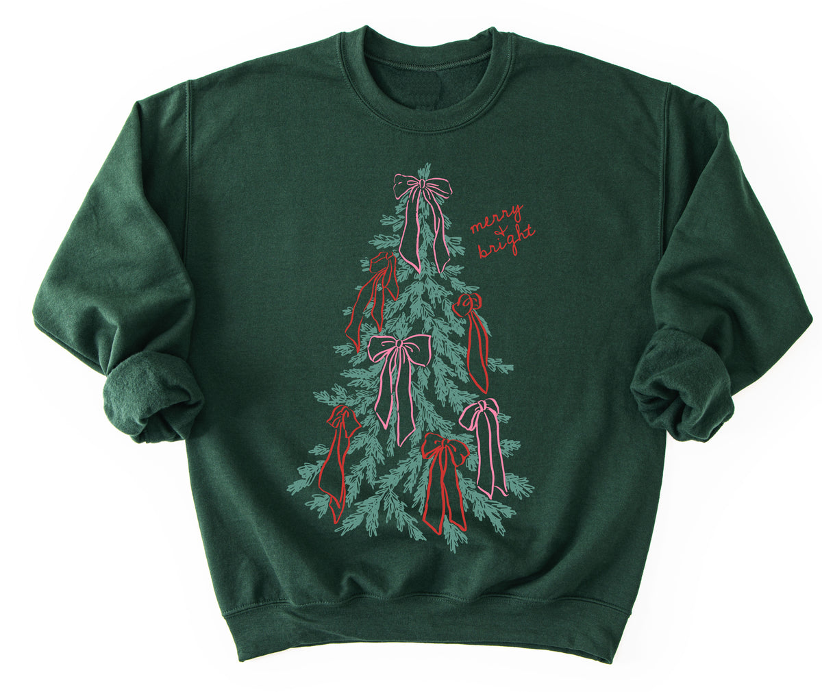 Mommy and Me Gildan or Bella Merry and Bright Christmas Tree Sweatshirt/ Toddler, Youth, and Adult Sizes/Holiday Sweatshirts