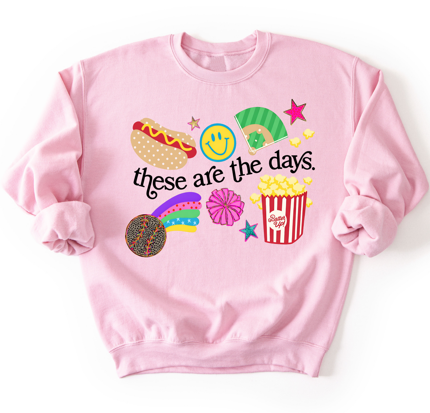 These are the Days Baseball or Softball Sweatshirt/ Gildan and Bella Brand Options- Youth and Adult Options