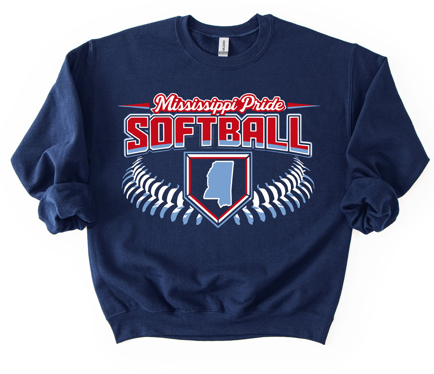 Navy Mississippi Pride Softball Sweatshirt/ Youth and Adult Sizes
