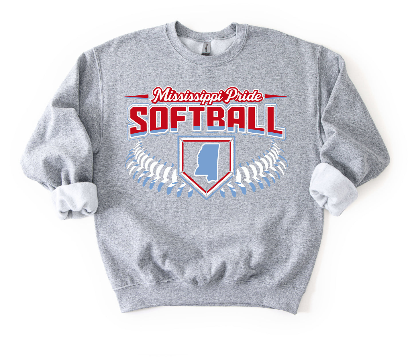 Gray Mississippi Pride Softball Sweatshirt/ Youth and Adult Sizes