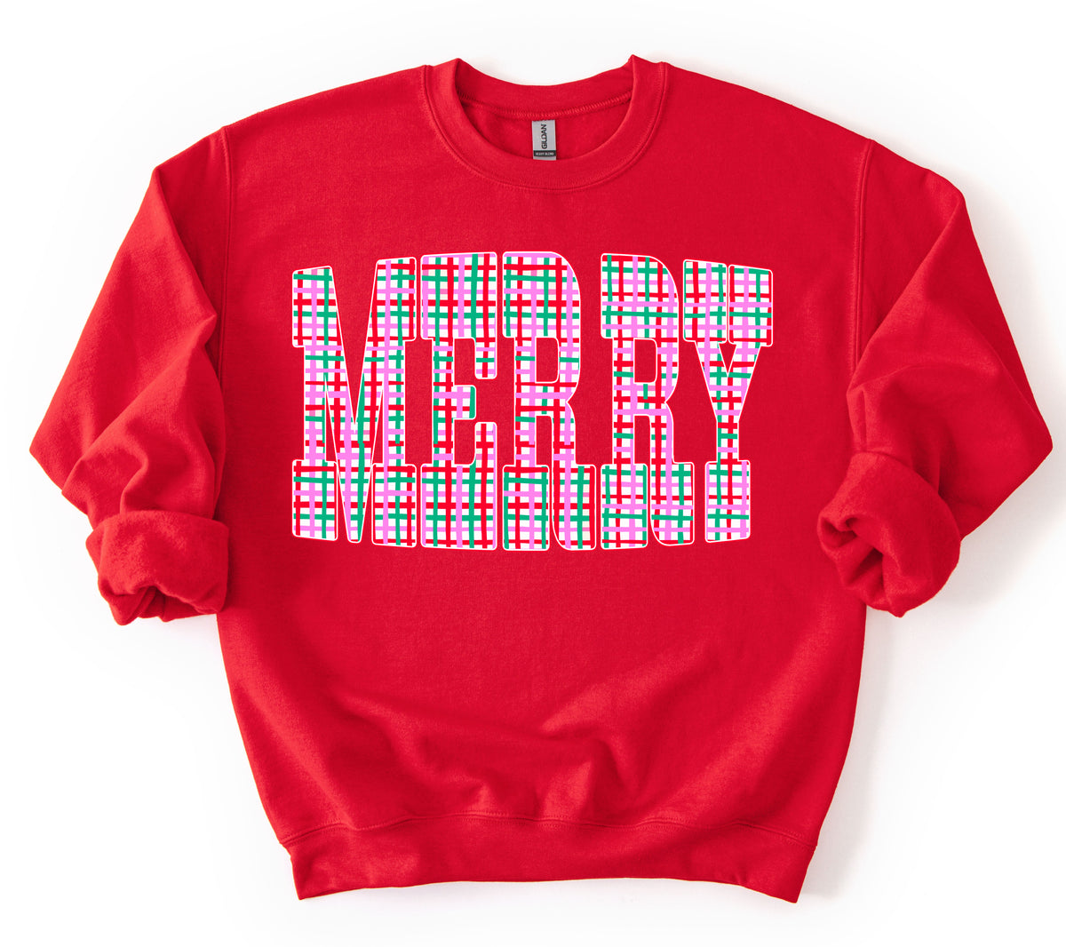 Merry Plaid Christmas Gildan or Bella Christmas Sweatshirt/ Holiday Sweatshirt/ Youth and Adult Sizes