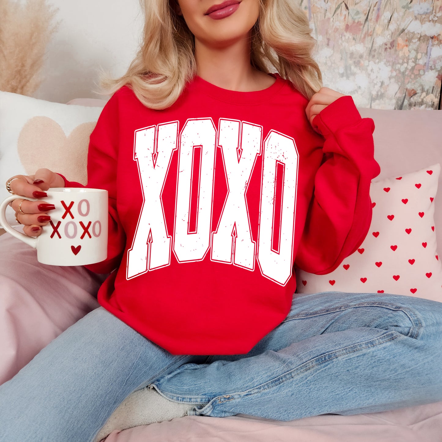 Gildan or Bella Canvas XOXO Valentines Sweatshirt/Valentines Sweatshirts/ Youth and Adult Sizes