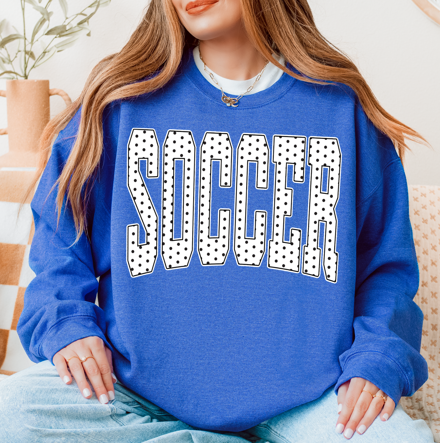 Gildan or Bella Canvas Soccer Polka Dot Sweatshirt/ Youth and Adult Sizes Polkadot