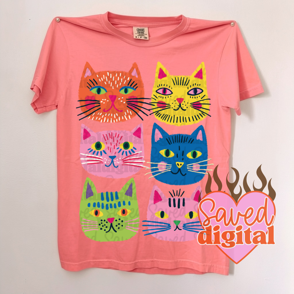 Sweet Summertime Drop - Comfort Colors Cats Tee/ Youth and Adult Sizes