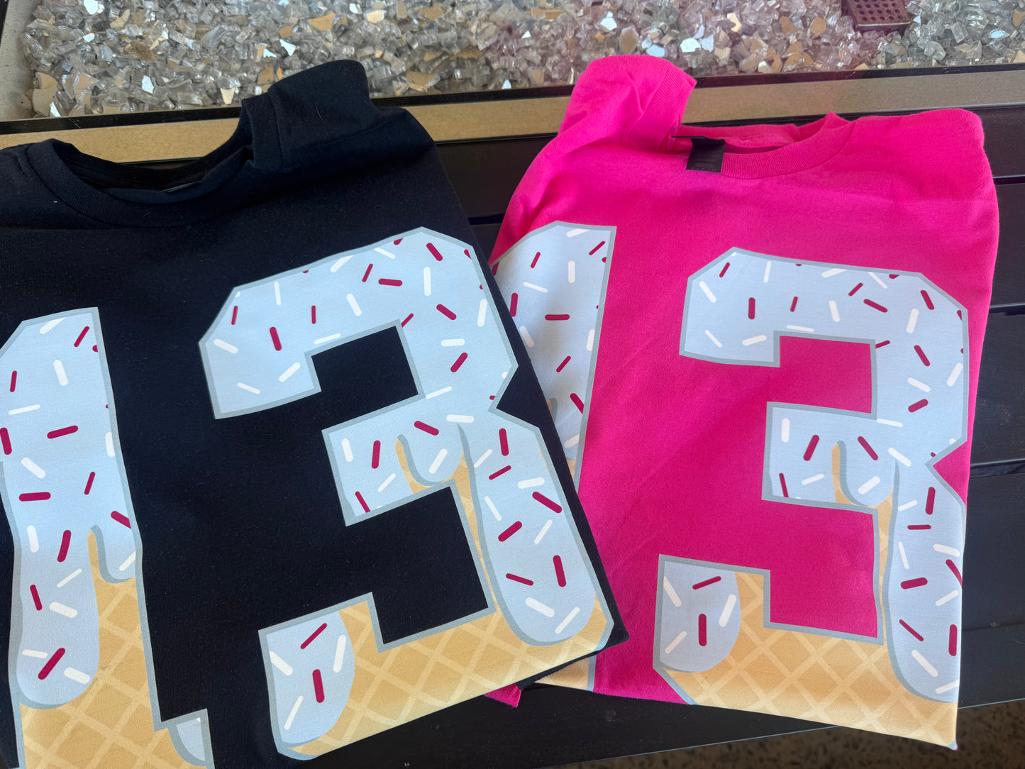 Custom Boys Ice Cream Drip Number Baseball Shirt