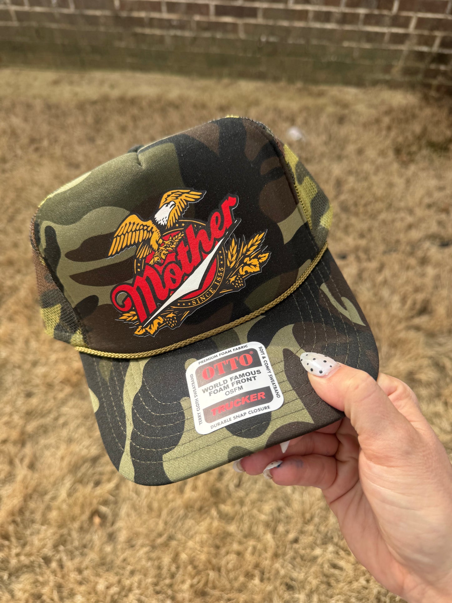 Camo Mother Trucker Hat/ Gifts for Her/ Vintage Beer Style Hat