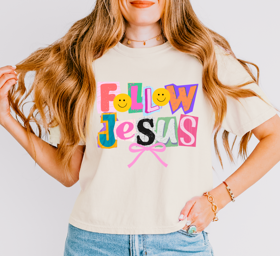 Follow Jesus Smiley Boxy Crop