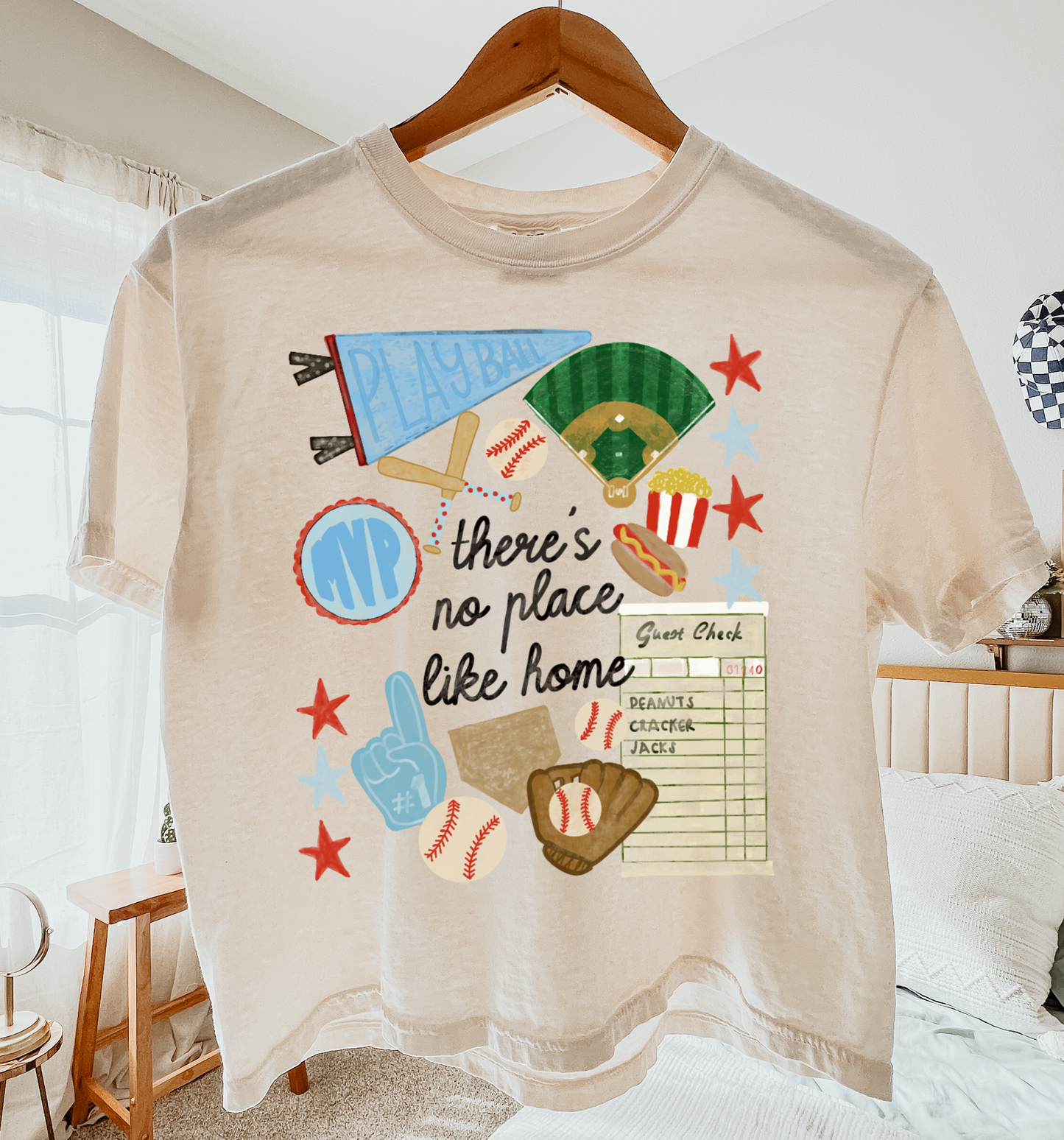 Cropped There's No Place Like Home Baseball Cropped Tee / Adult Sizes /Funny Baseball Tees