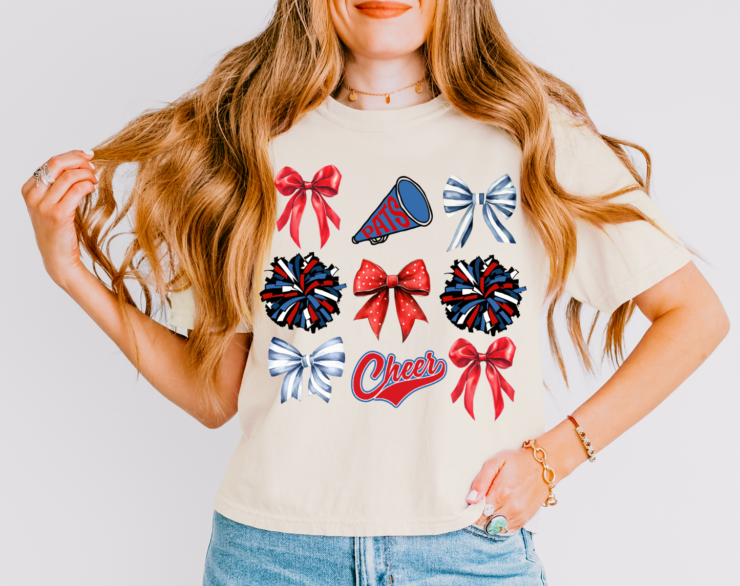 Boxy Cropped Patriots Cheer Shirt/ Patriots Shirt / Adult Sizes/ Comfort Colors