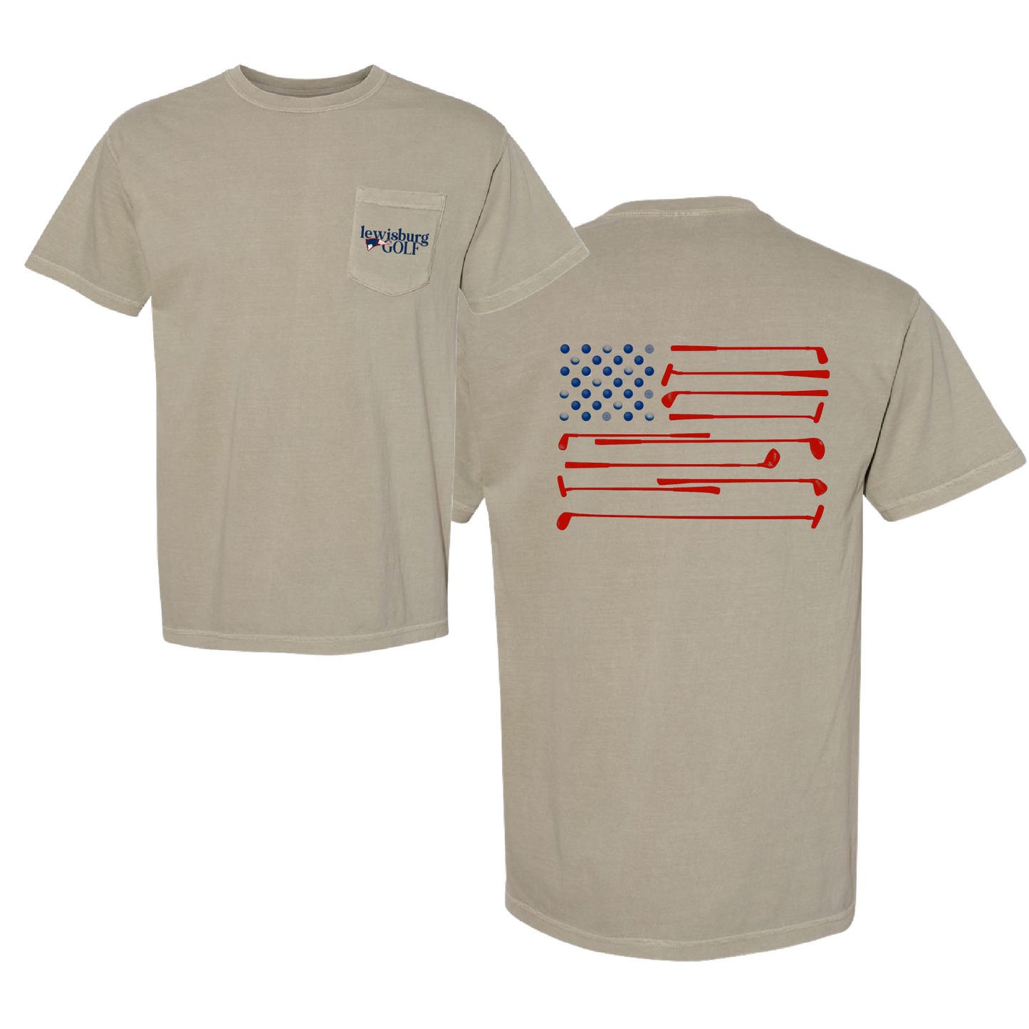 Comfort Colors Lewisburg Golf Tee- Vintage Clubs Pocket Tee/ Adult Sizes