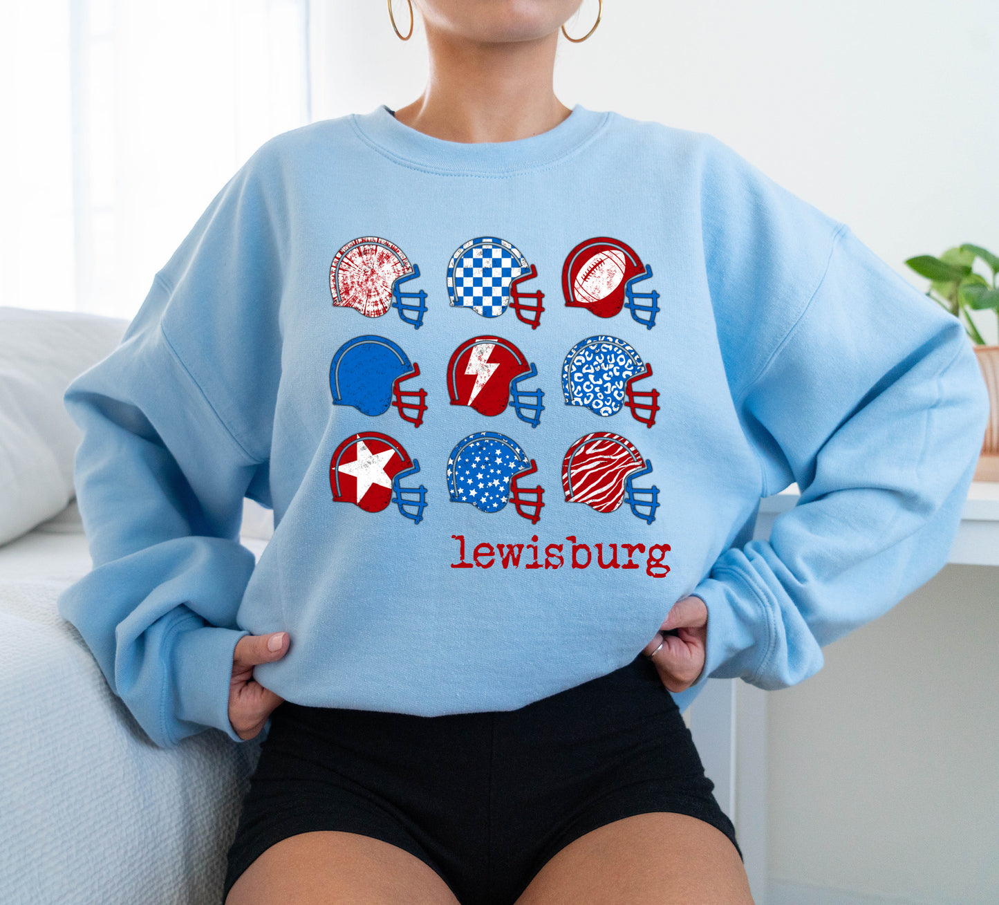 Bella or Gildan Lewisburg Football Helmet Patriots Unisex Sweatshirt Adult Sizes/ Lewisburg Sweatshirt