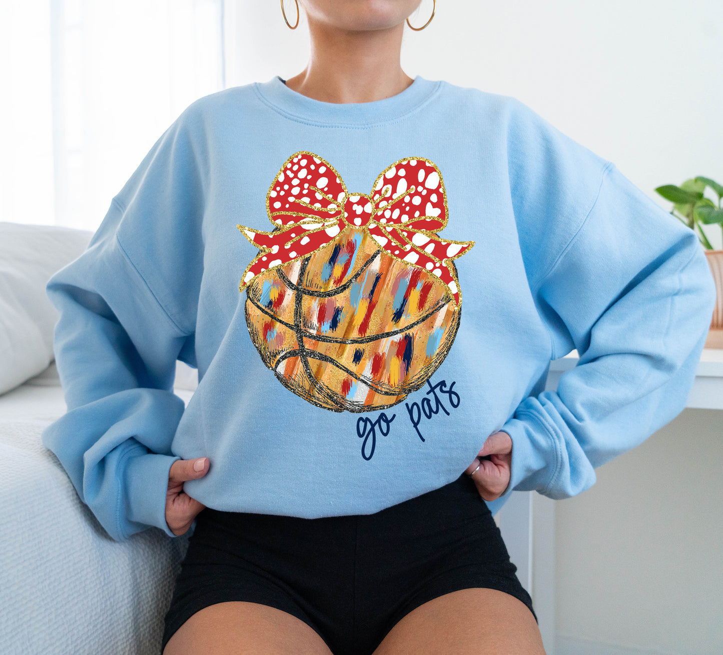 Gildan or Bella Canvas Go Pats Basketball Sweatshirt/ Youth and Adult Sizes