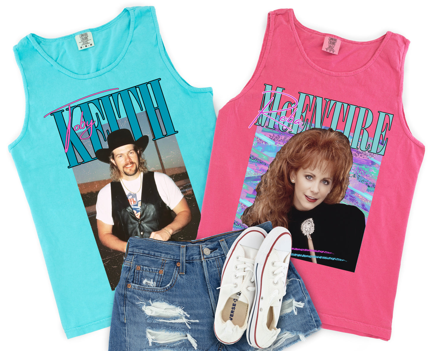 90's Throwback Collection - Reba or Toby Tank/Comfort Colors Shirt / Lake Cover Up