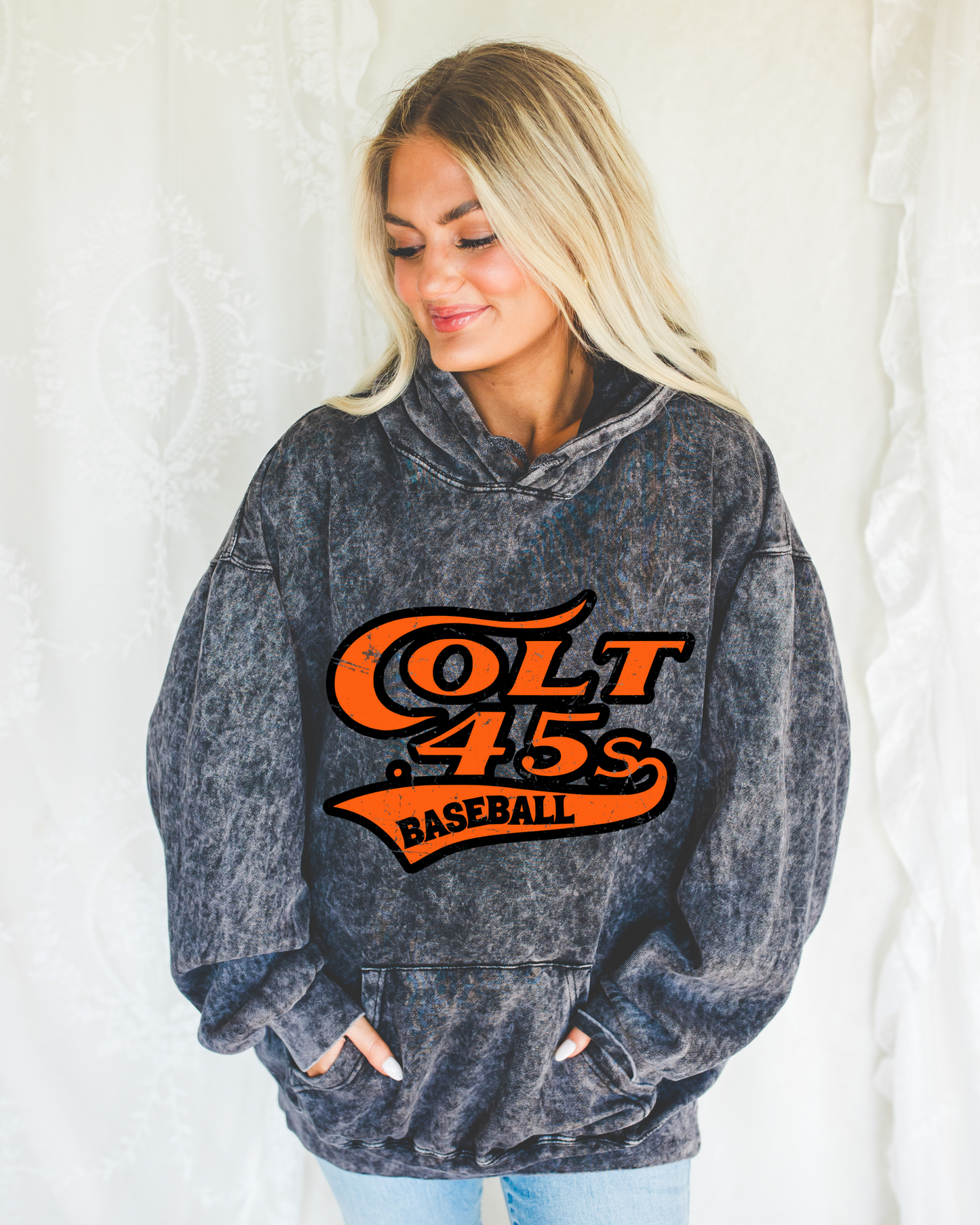 Colt 45 Baseball Acid Washed Hoodie