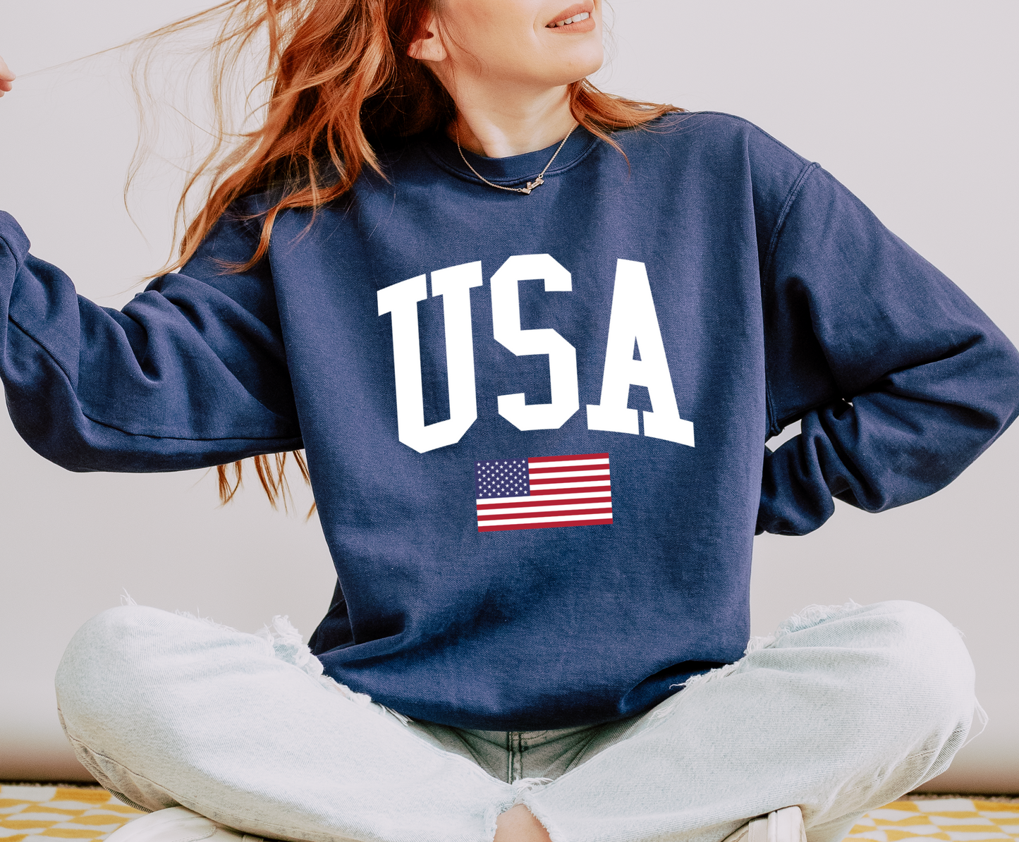 Comfort Colors, Bella, or Gildan USA Flag Sweatshirt/ Merica Sweatshirt/ Memorial Day