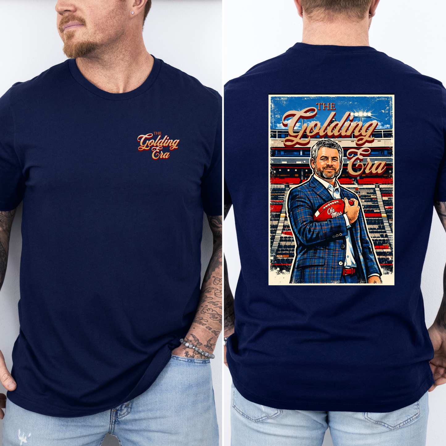 Front/ Back The Golding Era Shirt/ Ole Miss Shirt- Gildan Softstyle