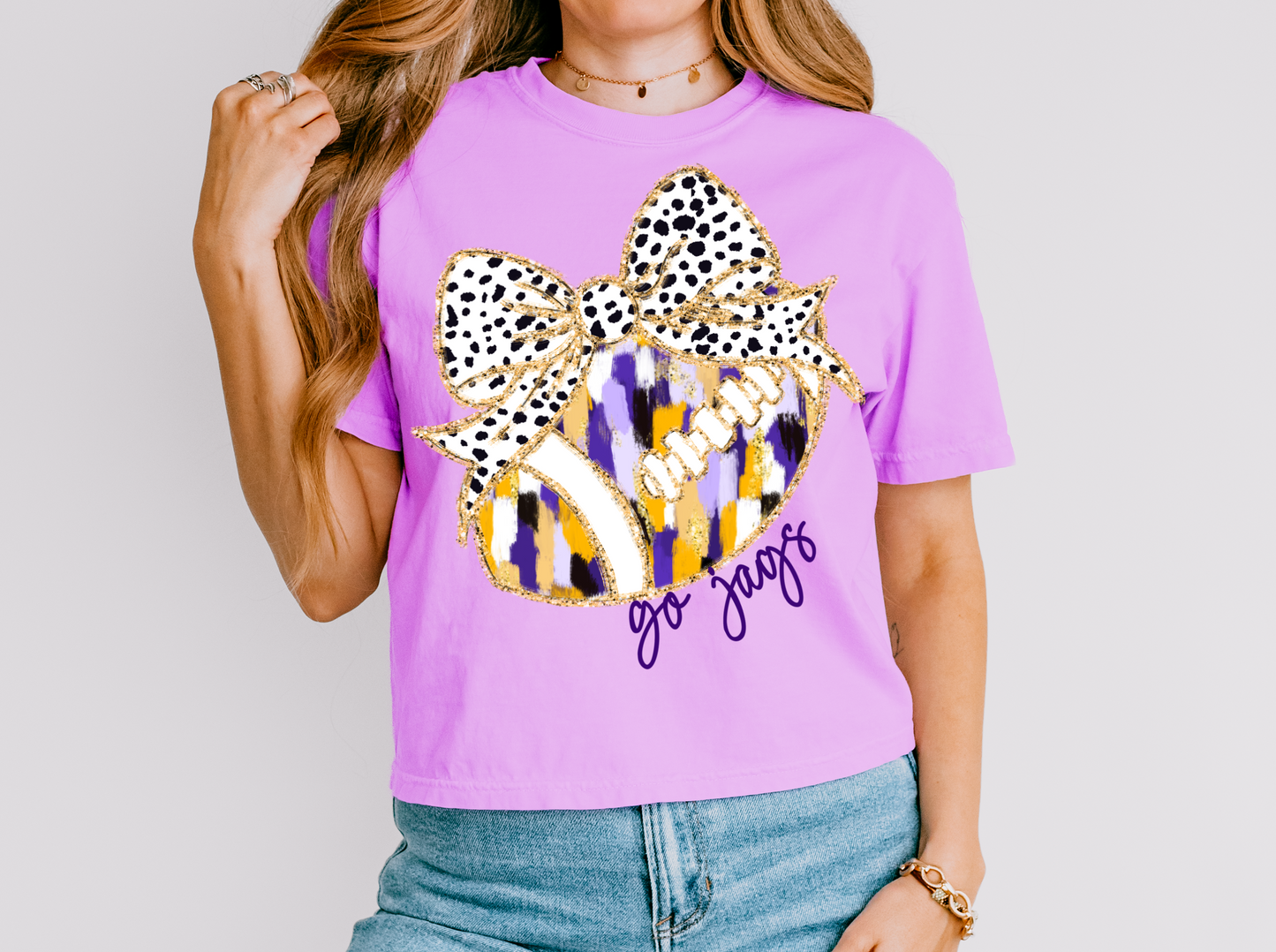 CROPPED Comfort Colors Go Jags Football Tee / Desoto County Schools / Mississippi School Shirt / Adult Sizes - DC Jags/ Desoto Central