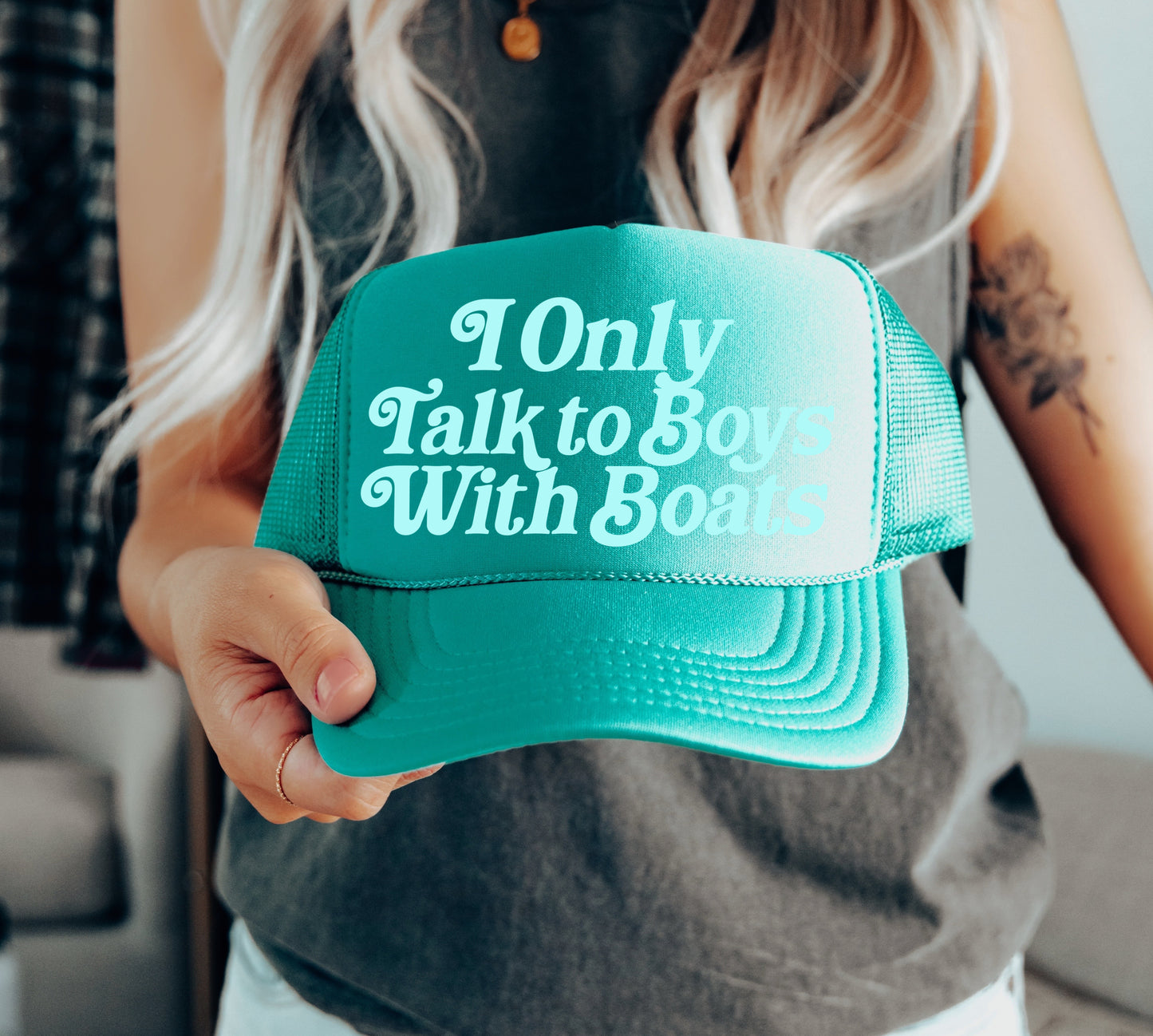 I Only Talk To Boys With Boats Trucker Hat/ Funny Gifts for Her / Boat Hats/ Multiple Colors